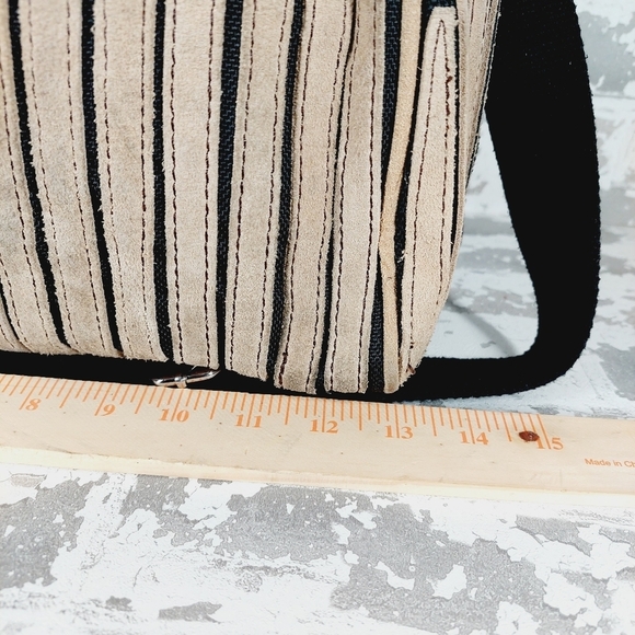 Lionel Black Tan Suede Stripes Shoulder/Crossbody Bag 0596 - Picture 6 of 12